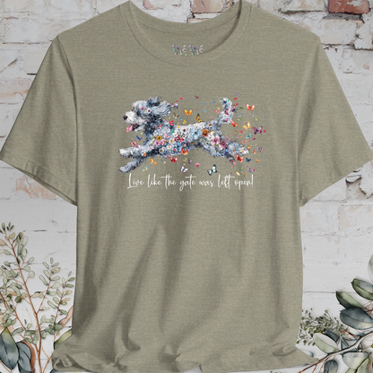 Aussie Doodle #2 "Live like the gate was left open" Unisex T shirt