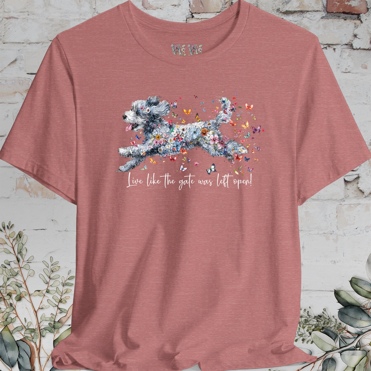 Aussie Doodle #2 "Live like the gate was left open" Unisex T shirt