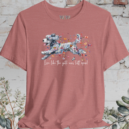 Aussie Doodle #2 "Live like the gate was left open" Unisex T shirt