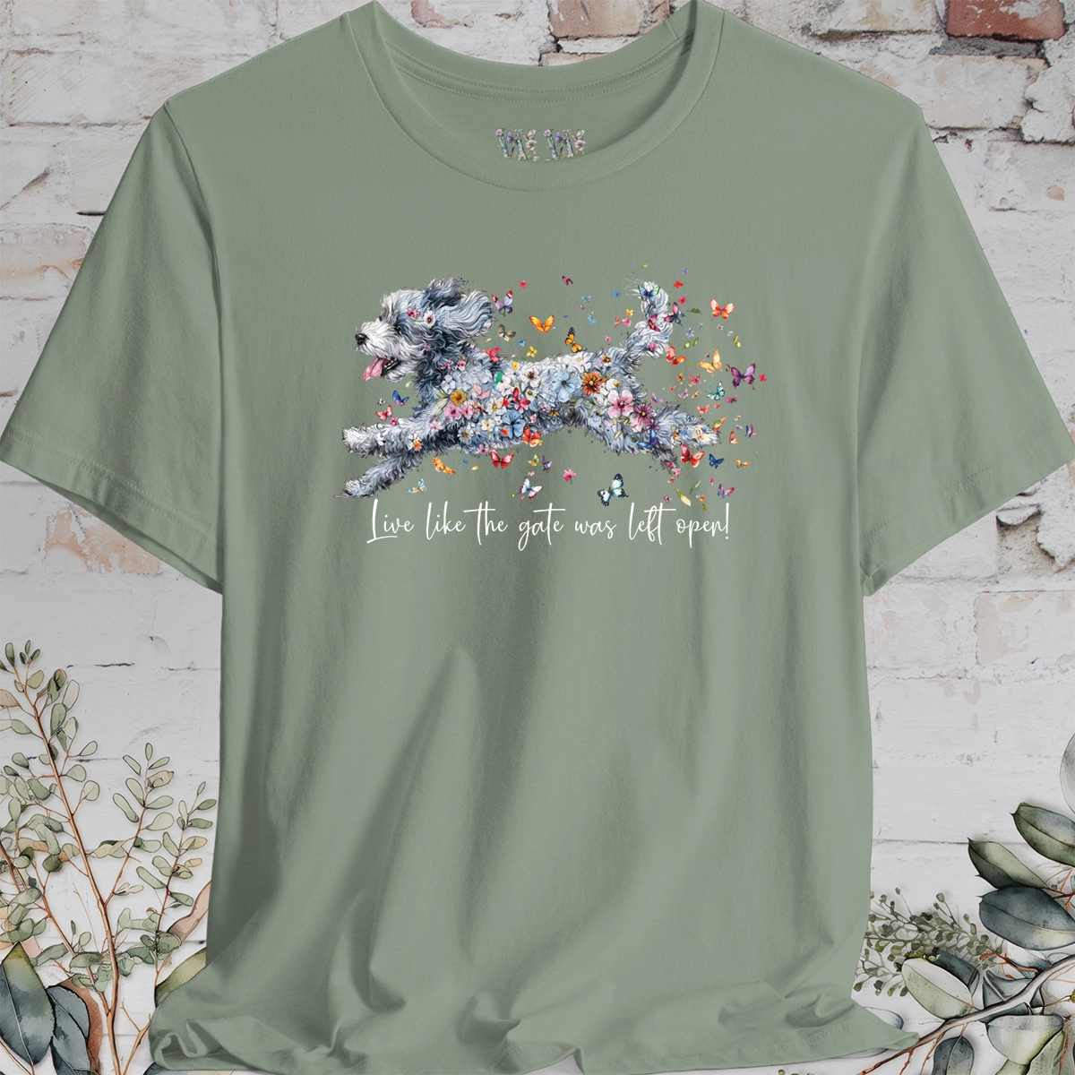 Aussie Doodle #2 "Live like the gate was left open" Unisex T shirt