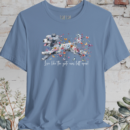 Aussie Doodle #2 "Live like the gate was left open" Unisex T shirt