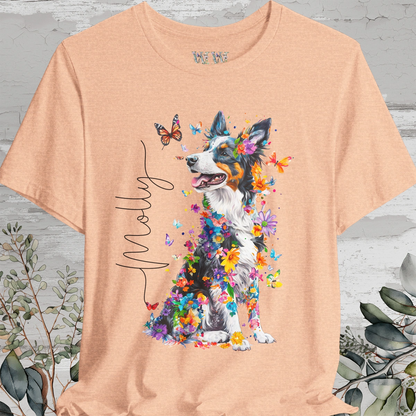 Border Collie #3 Floral Personalized T shirt