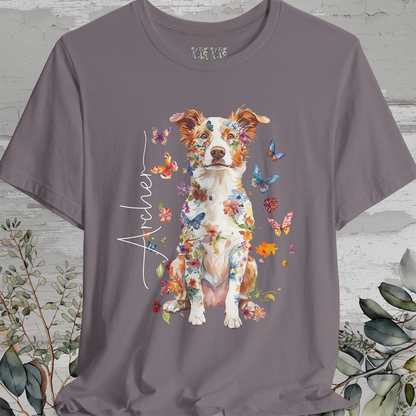 Border Collie Red Merle #3 Floral Personalized T shirt