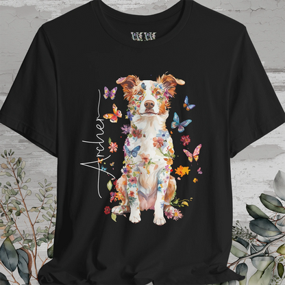 Border Collie Red Merle #3 Floral Personalized T shirt