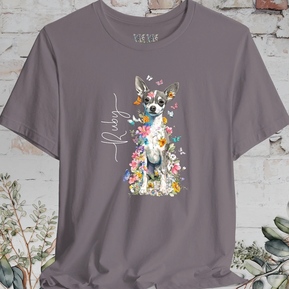Chihuahua Mix Floral Personalized T shirt