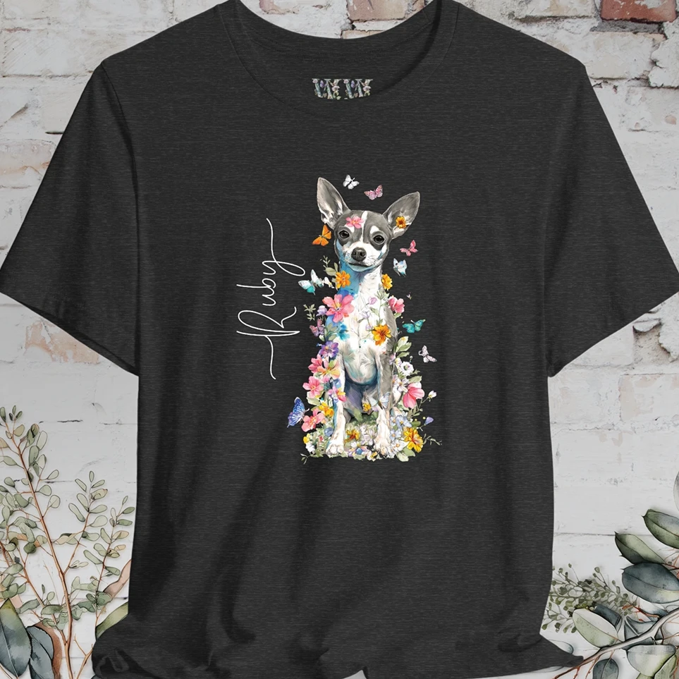 Chihuahua Mix Floral Personalized T shirt