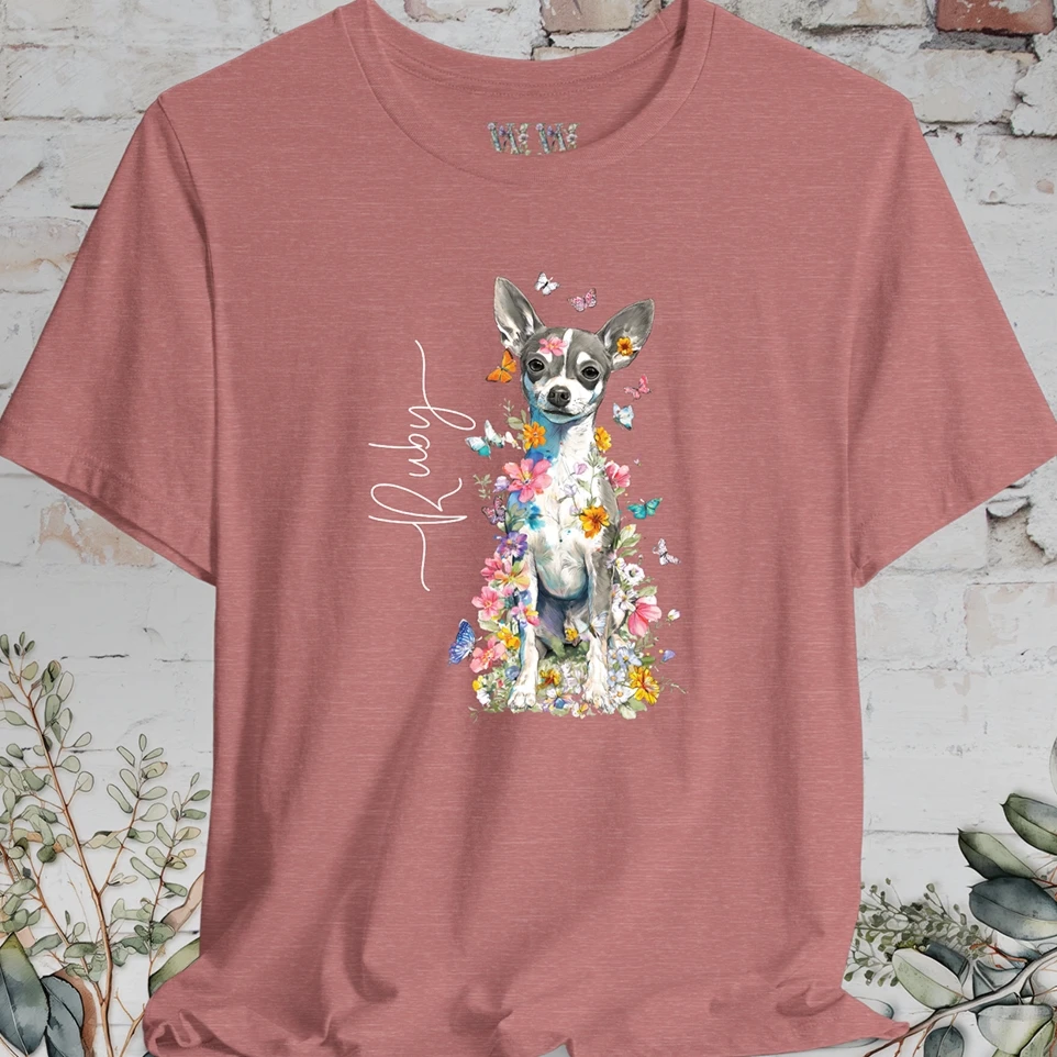 Chihuahua Mix Floral Personalized T shirt