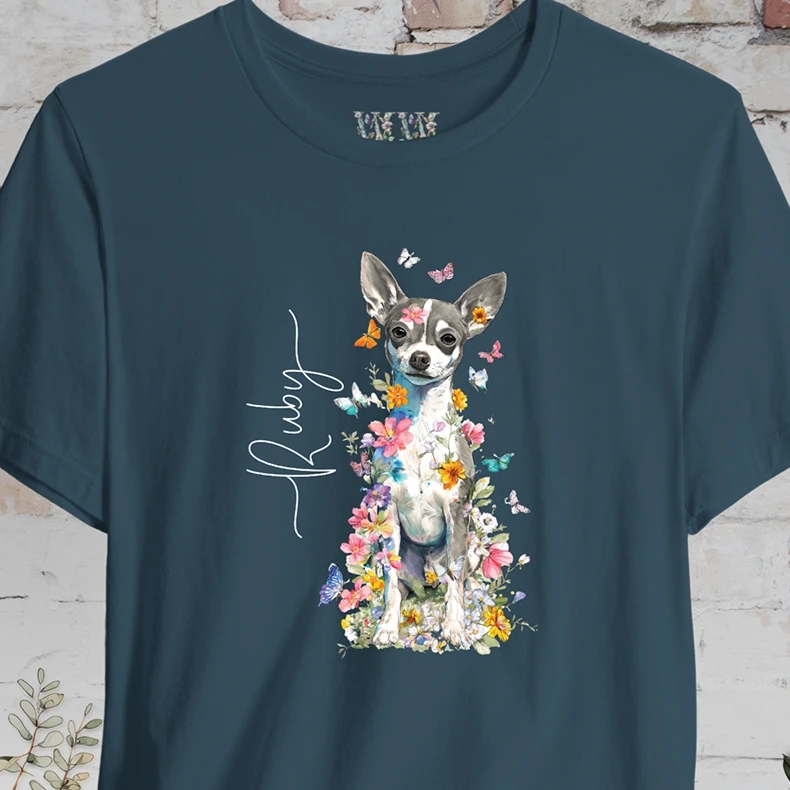Chihuahua Mix Floral Personalized T shirt