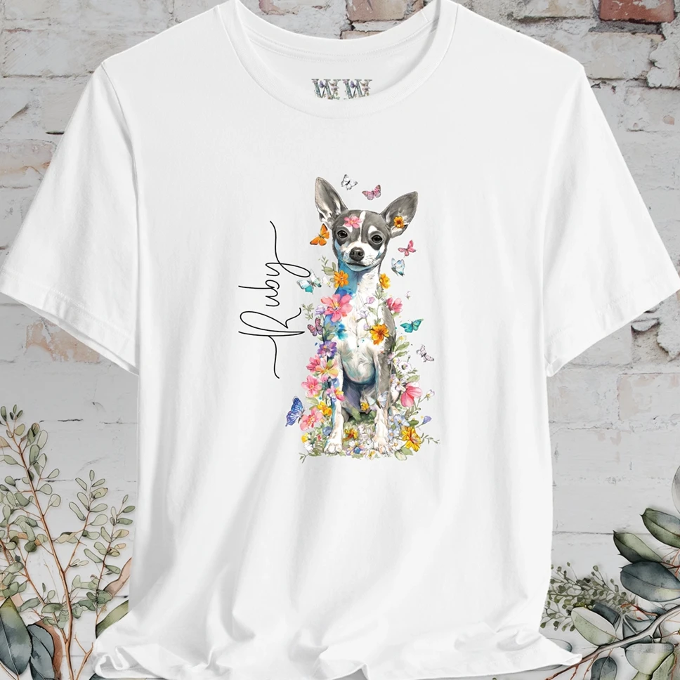 Chihuahua Mix Floral Personalized T shirt