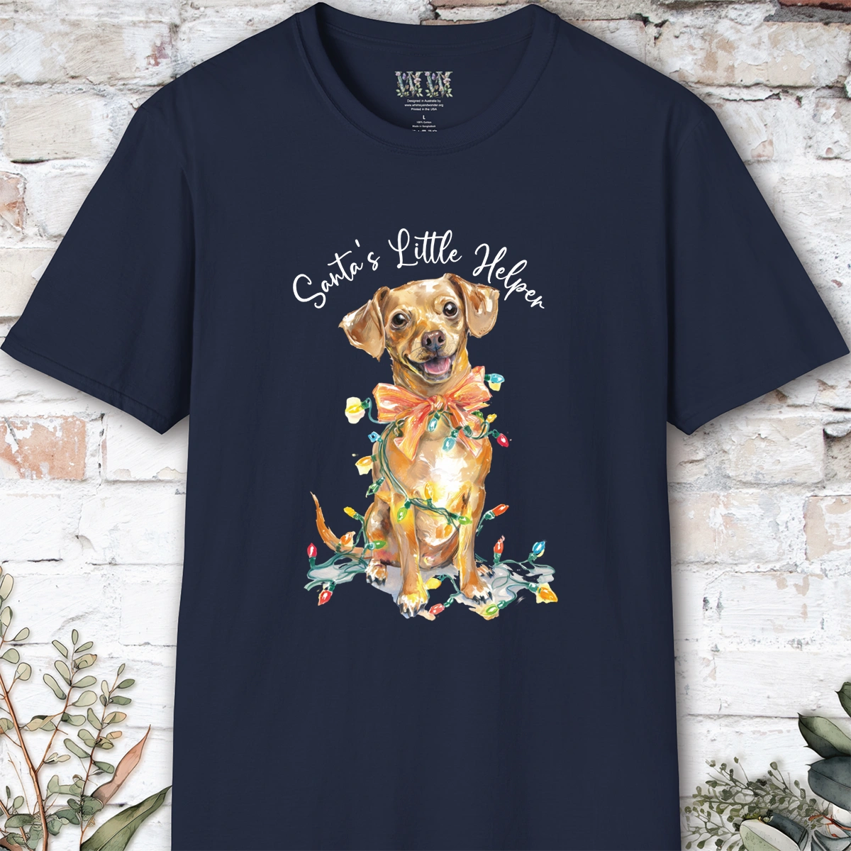 Chiweenie Santa's little helper. unisex T shirt