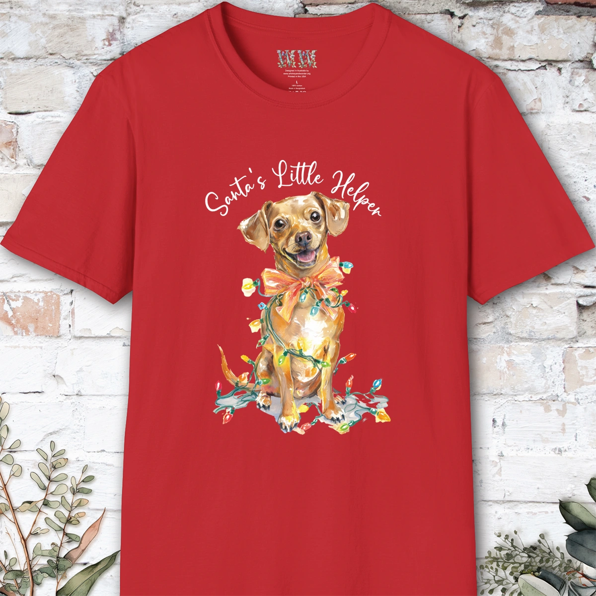 Chiweenie Santa's little helper. unisex T shirt