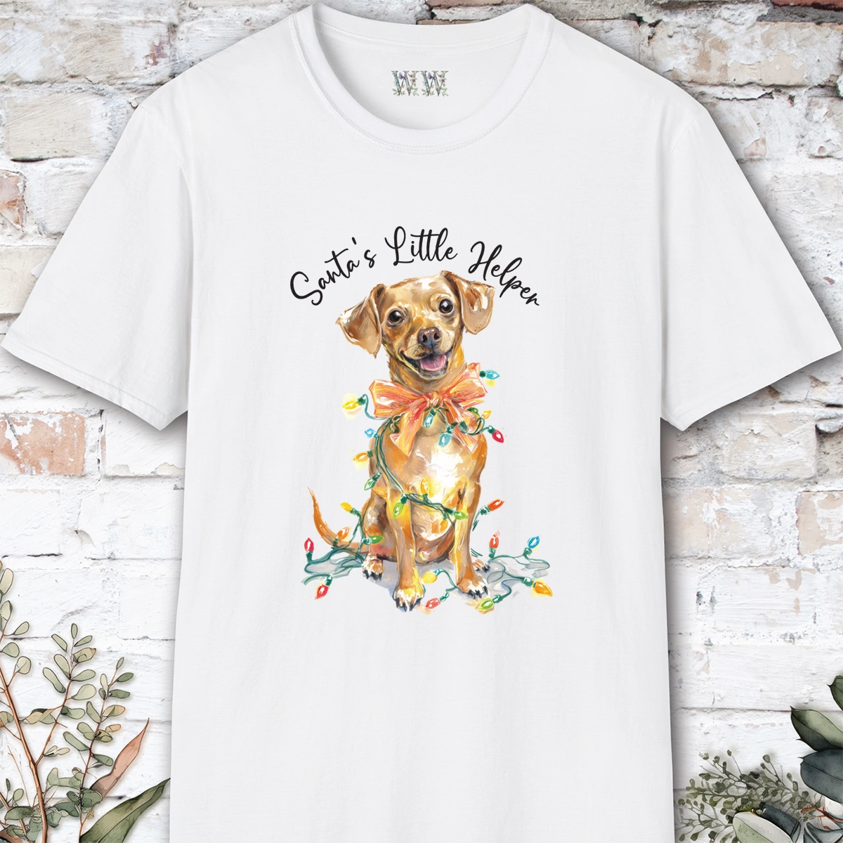 Chiweenie Santa's little helper. unisex T shirt