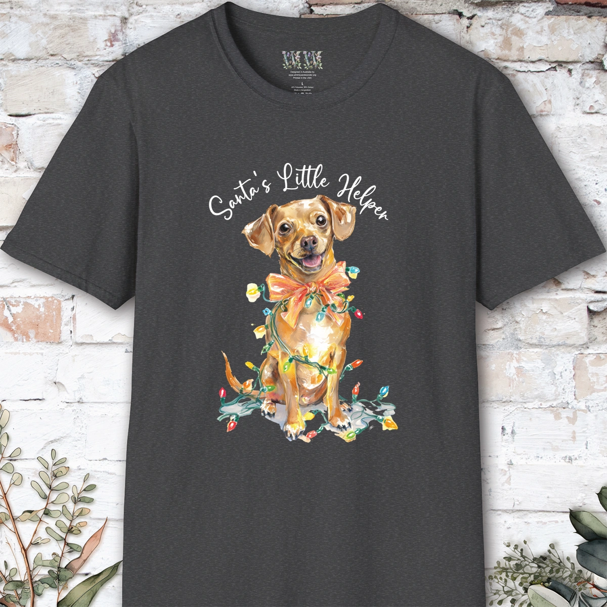 Chiweenie Santa's little helper. unisex T shirt
