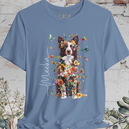 Chocolate Border Collie Personalised  Unisex T shirt