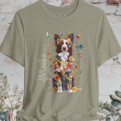 Chocolate Border Collie Personalised  Unisex T shirt