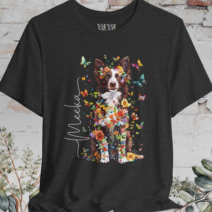 Chocolate Border Collie Personalised  Unisex T shirt