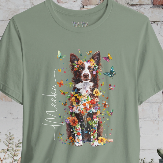 Chocolate Border Collie Personalised  Unisex T shirt