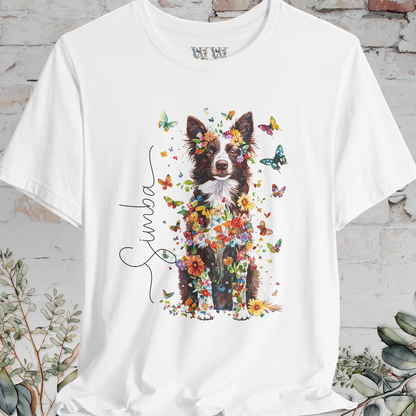 Chocolate Border Collie Personalised  Unisex T shirt