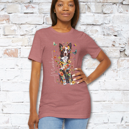 Chocolate Border Collie Personalised  Unisex T shirt
