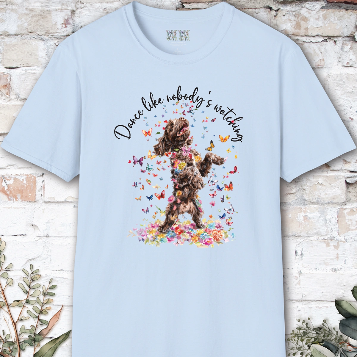 Chocolate Cockapoo "Dance like nobody's watching" unisex T shirt
