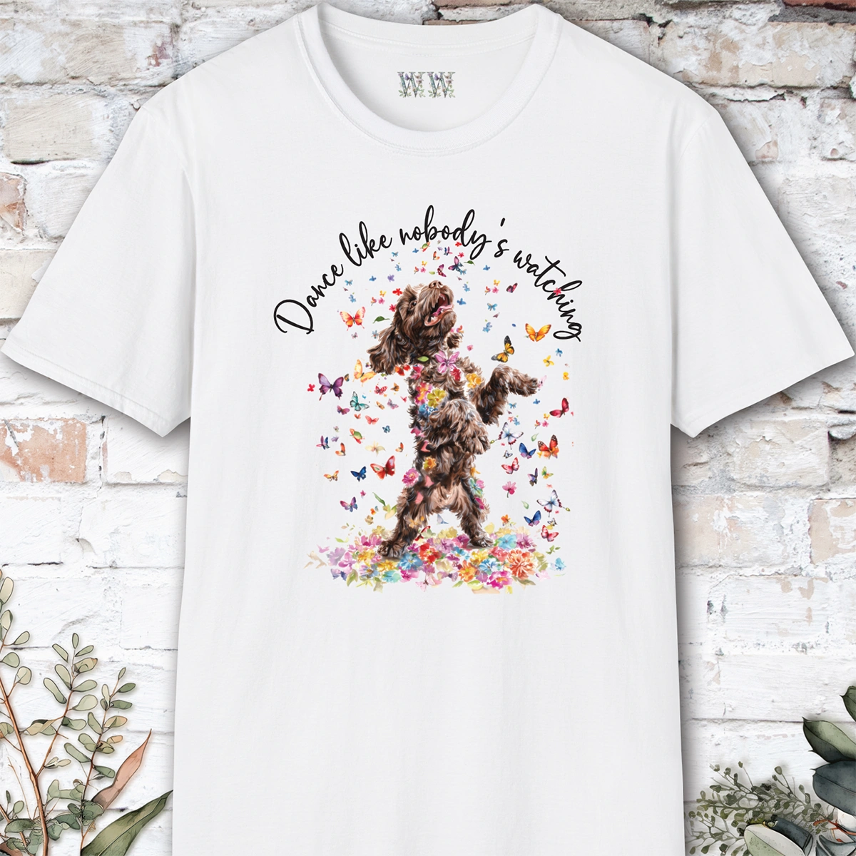 Chocolate Cockapoo "Dance like nobody's watching" unisex T shirt