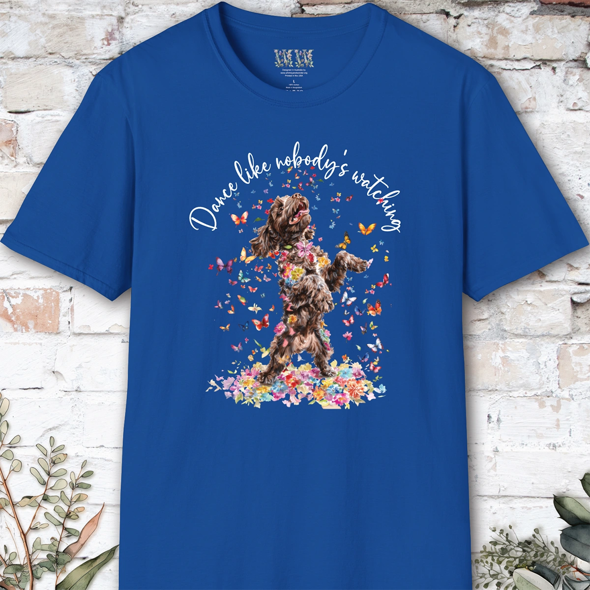 Chocolate Cockapoo "Dance like nobody's watching" unisex T shirt