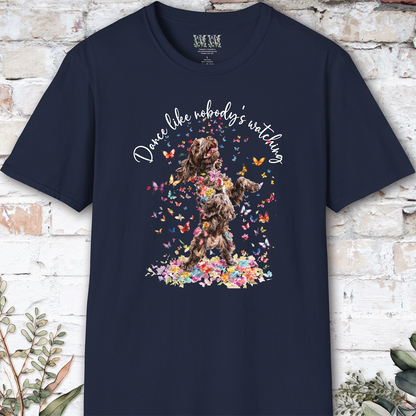 Chocolate Cockapoo "Dance like nobody's watching" unisex T shirt