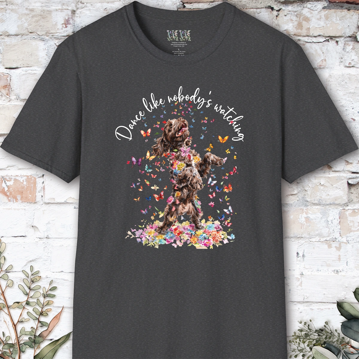 Chocolate Cockapoo "Dance like nobody's watching" unisex T shirt