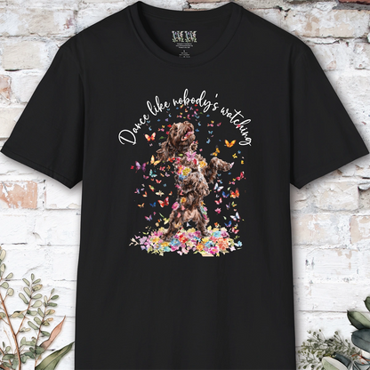Chocolate Cockapoo "Dance like nobody's watching" unisex T shirt