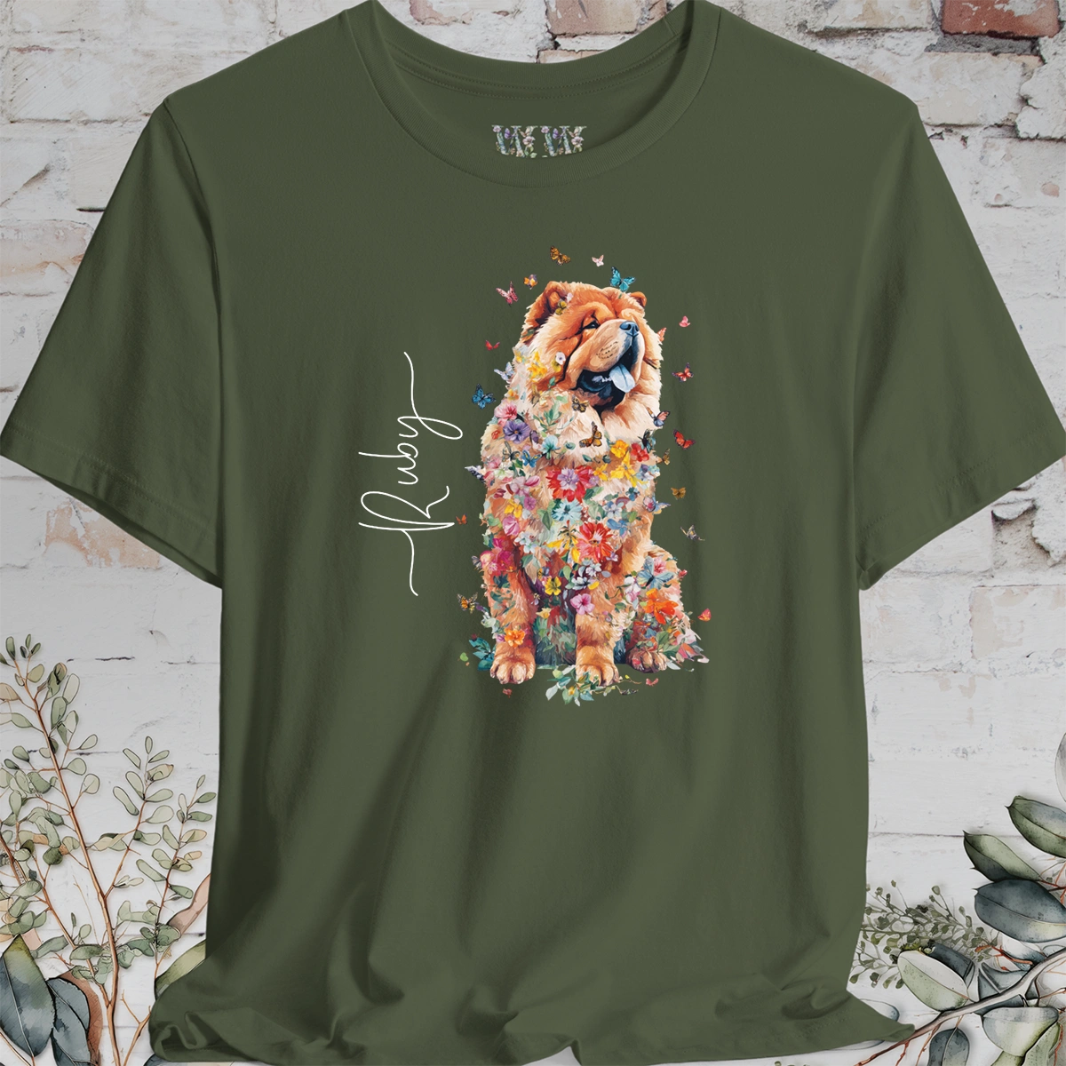 Chow Chow #1 Floral Personalized T shirt