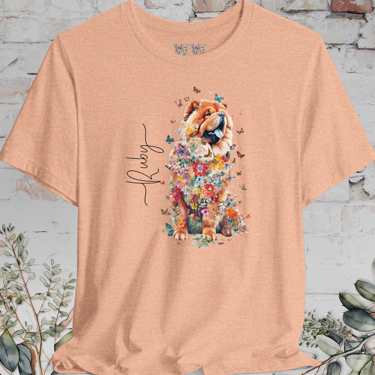 Chow Chow #1 Floral Personalized T shirt