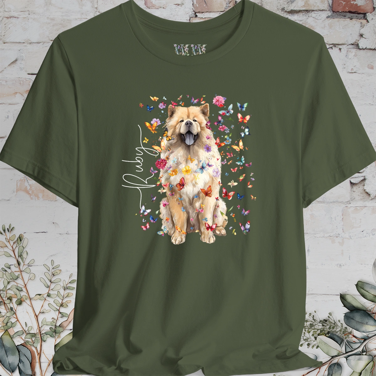 Chow Chow #2 Floral Personalized T shirt