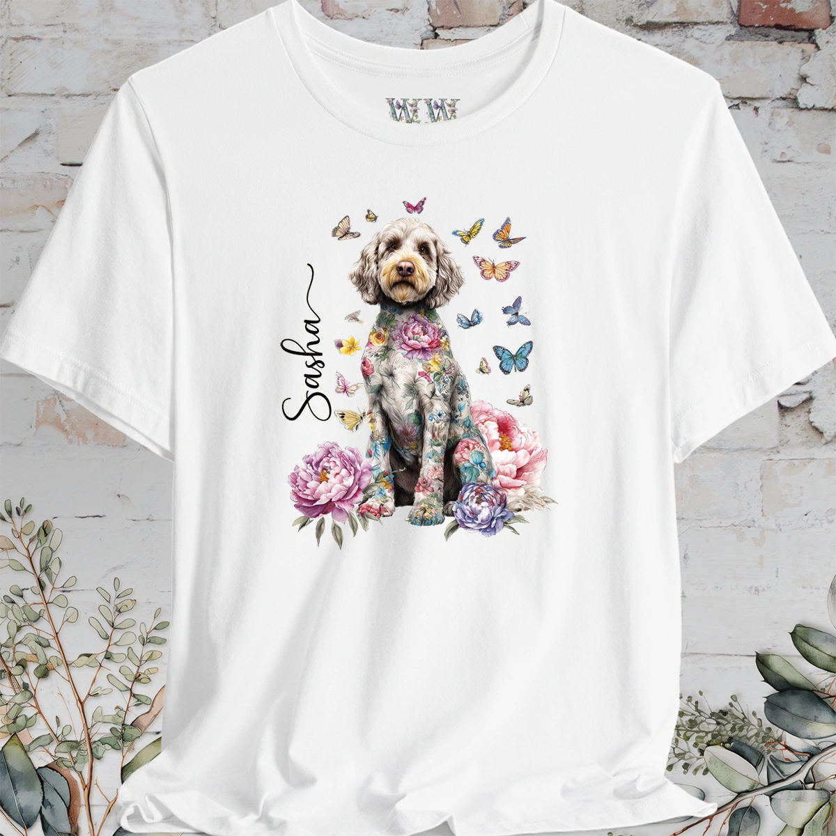 Cockapoo/Cavoodle #2 Peony Butterfly T shirt