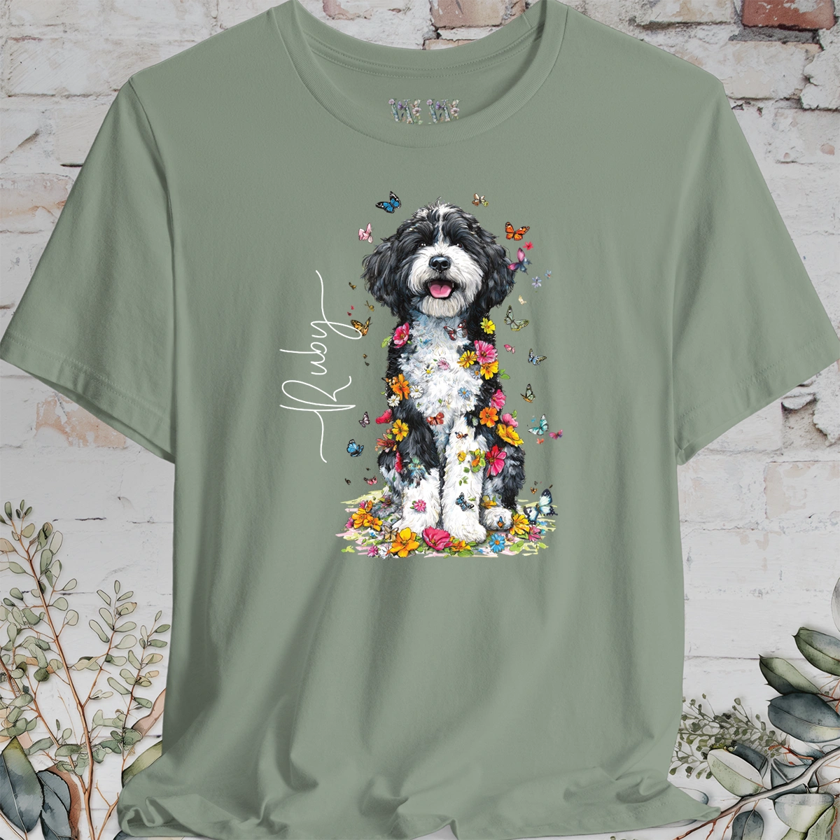 Cockapoo #3 Floral Personalized T shirt