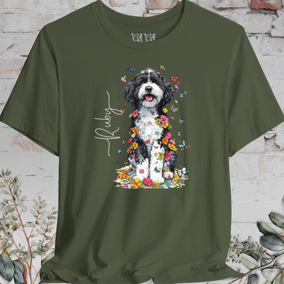 Cockapoo #3 Floral Personalized T shirt