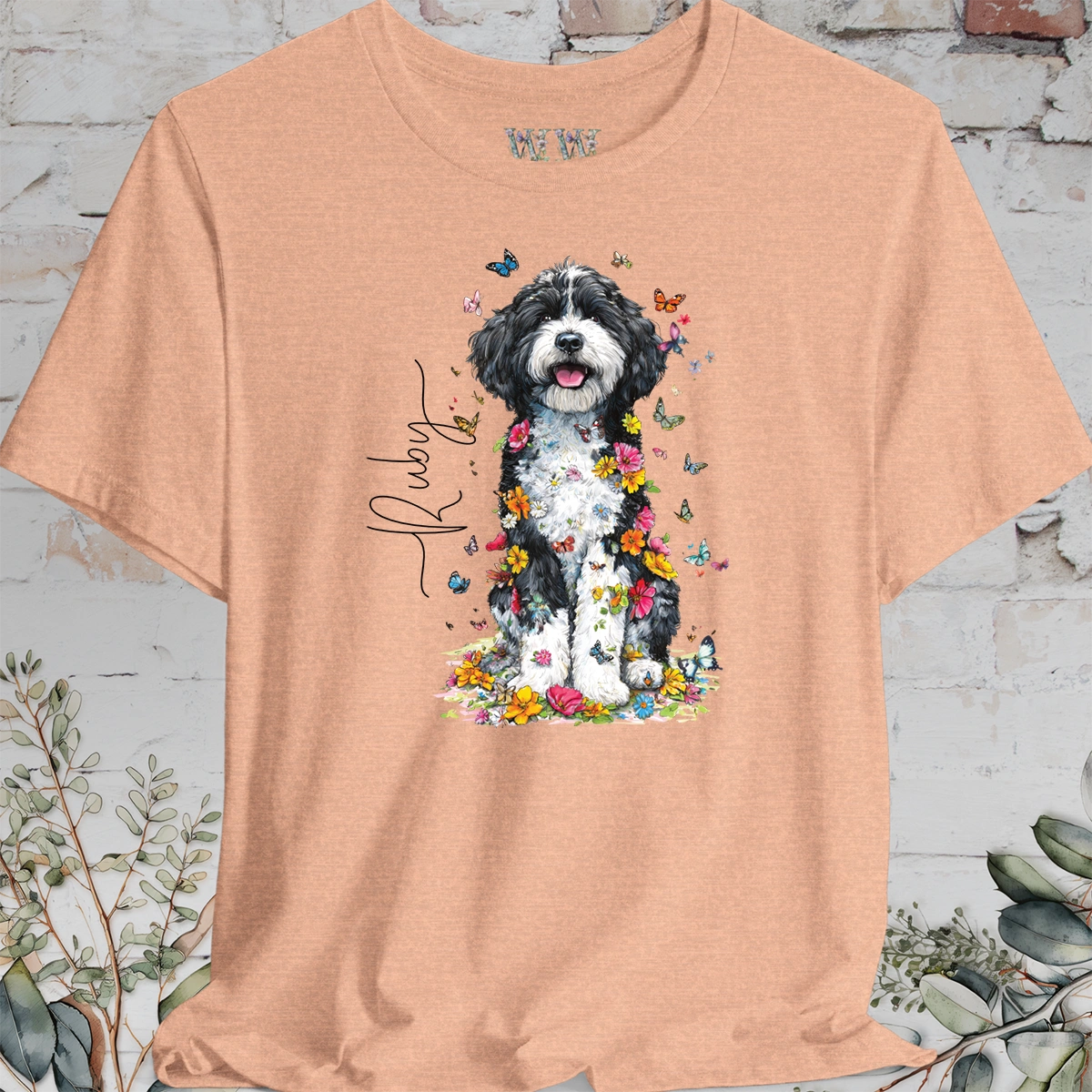Cockapoo #3 Floral Personalized T shirt