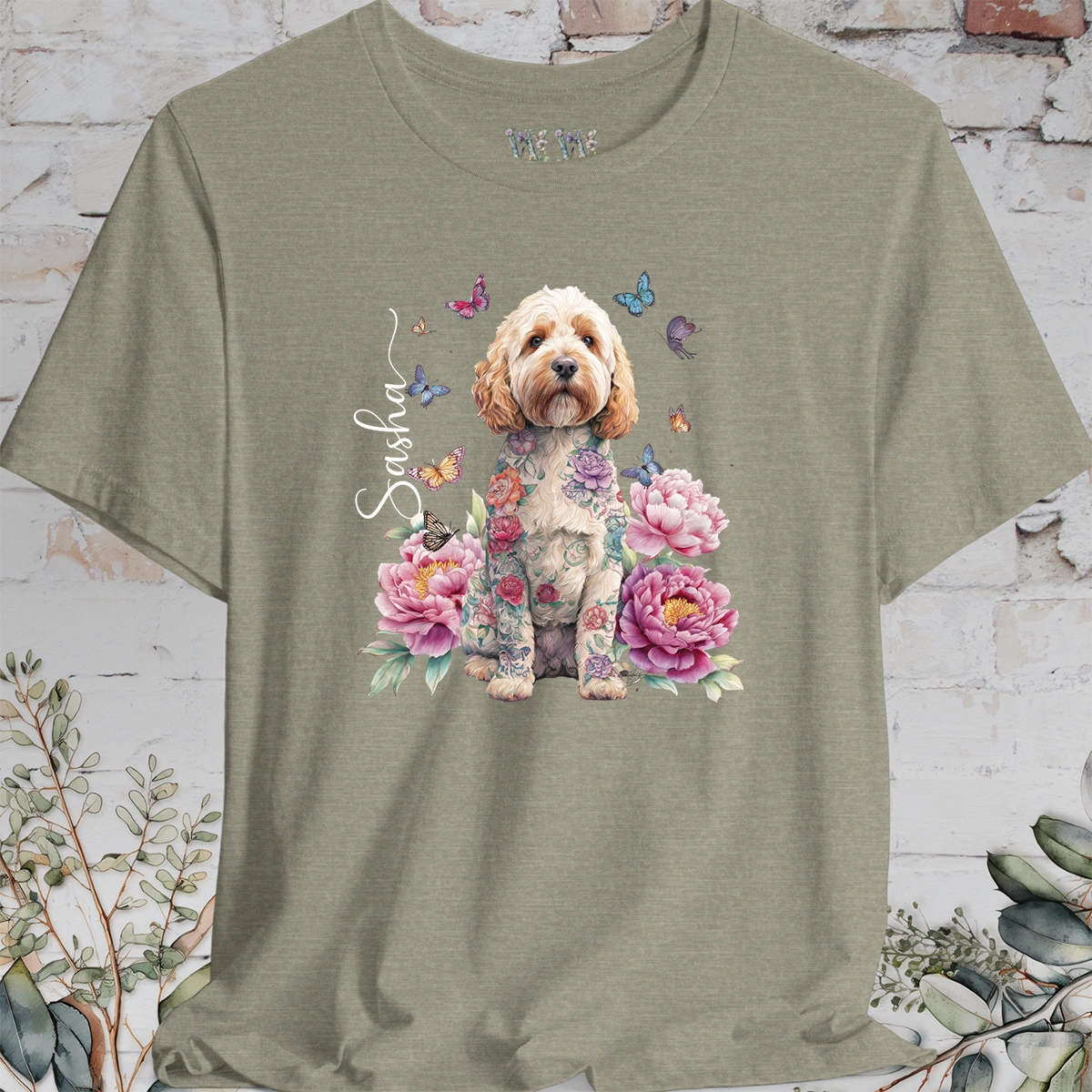 Cockapoo/Cavoodle #1 Peony Butterfly T shirt