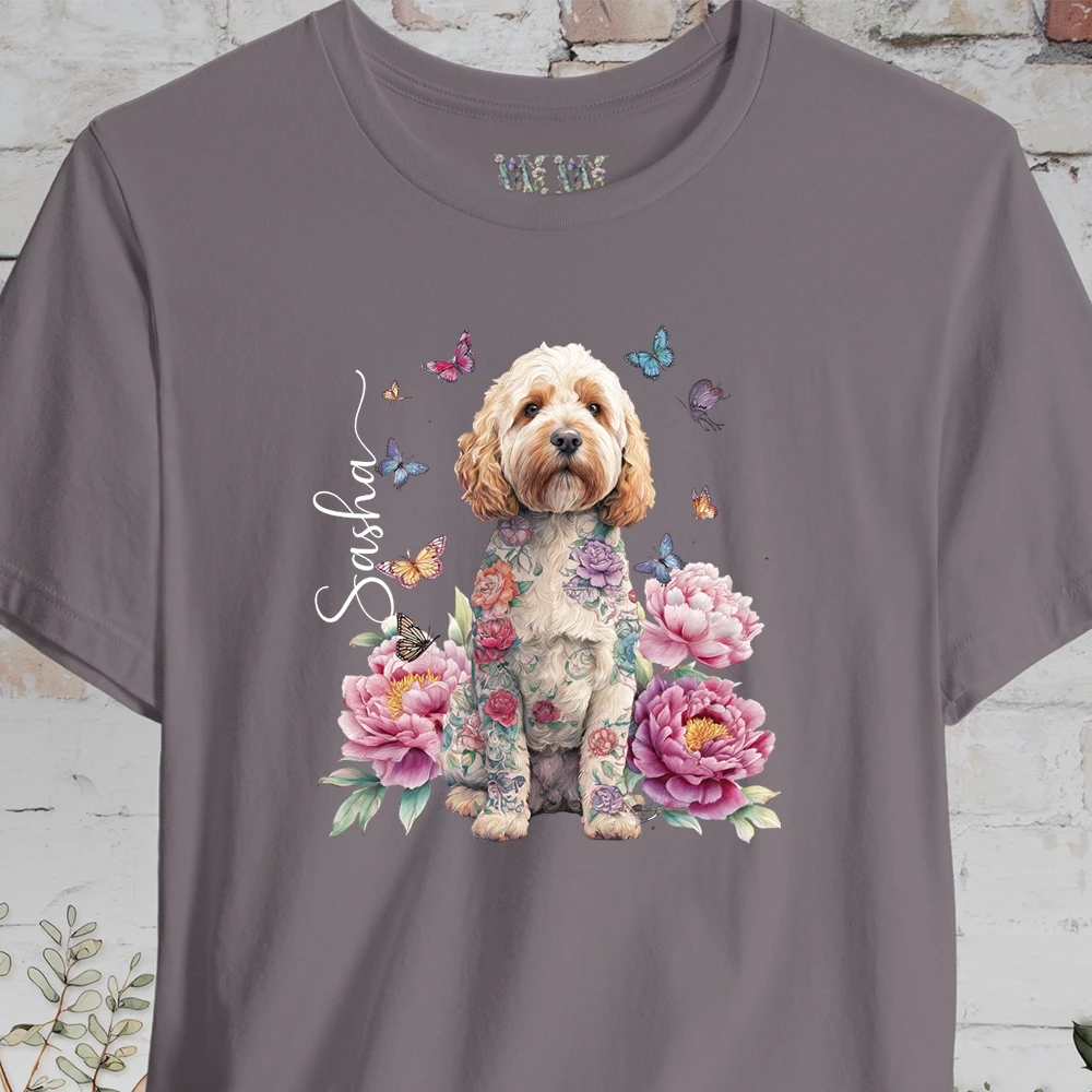 Cockapoo/Cavoodle #1 Peony Butterfly T shirt