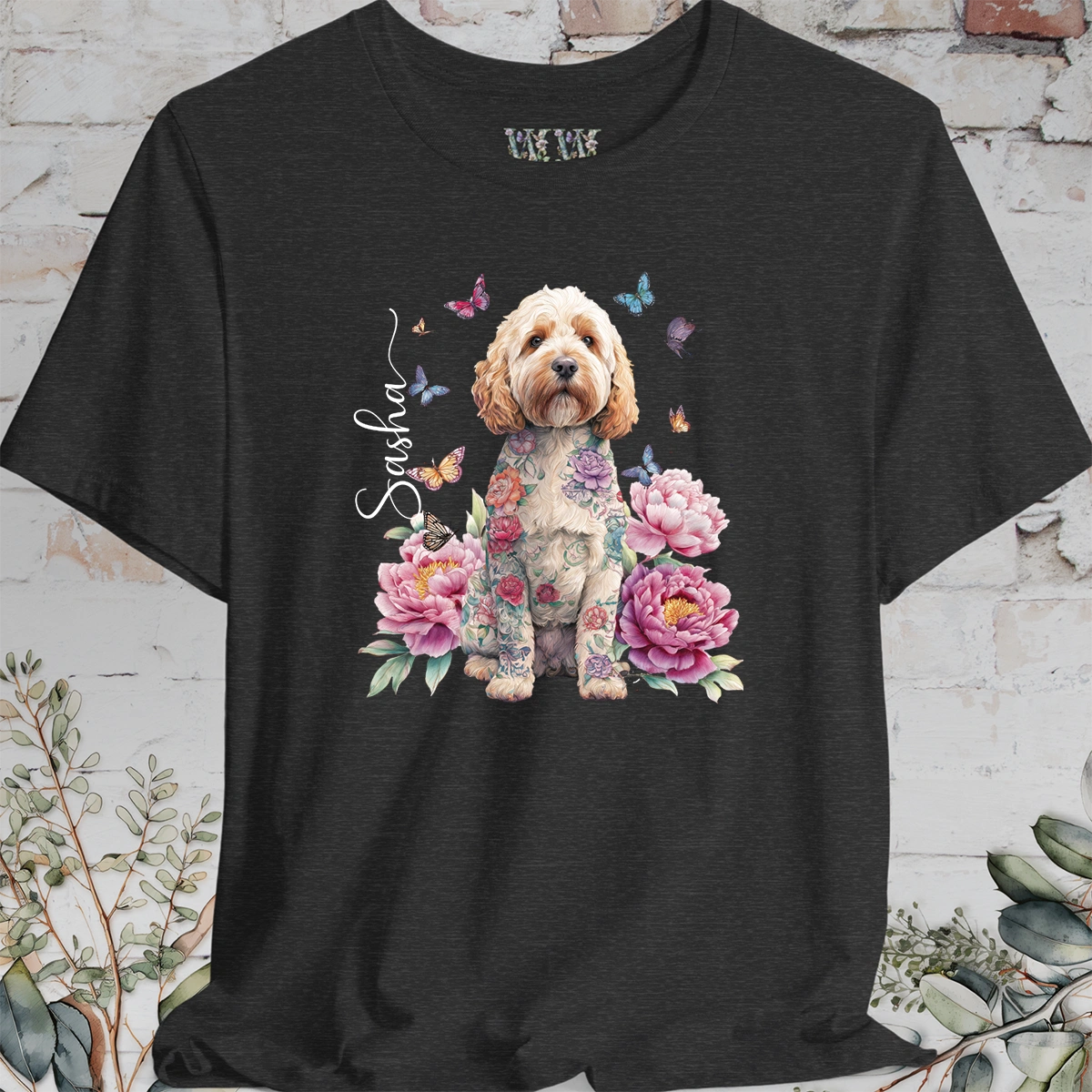 Cockapoo/Cavoodle #1 Peony Butterfly T shirt