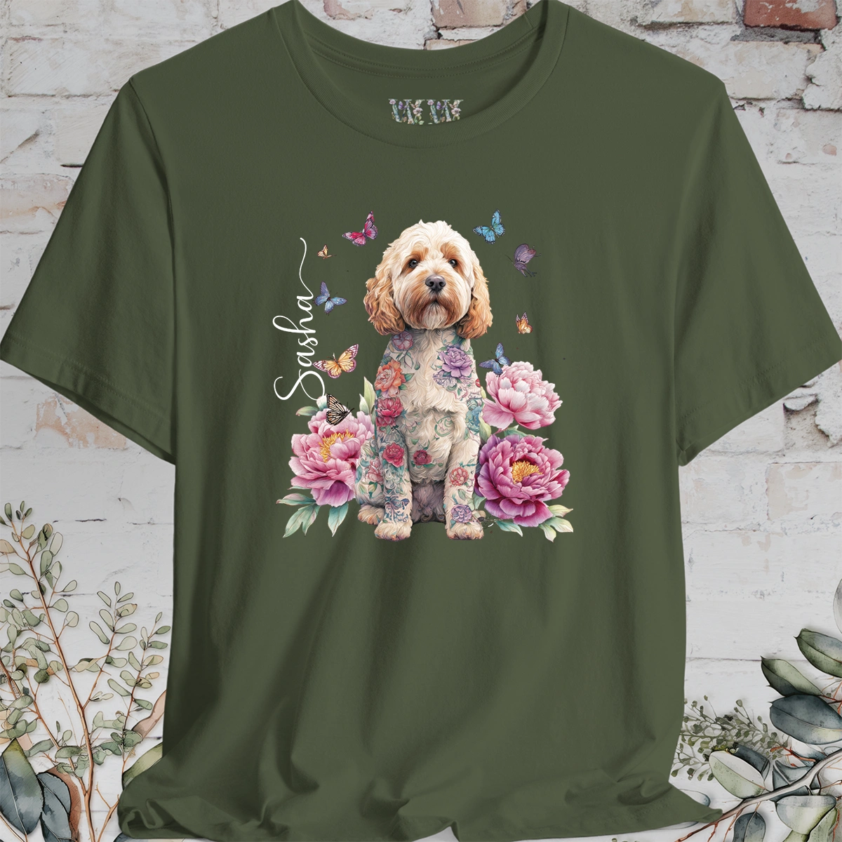 Cockapoo/Cavoodle #1 Peony Butterfly T shirt