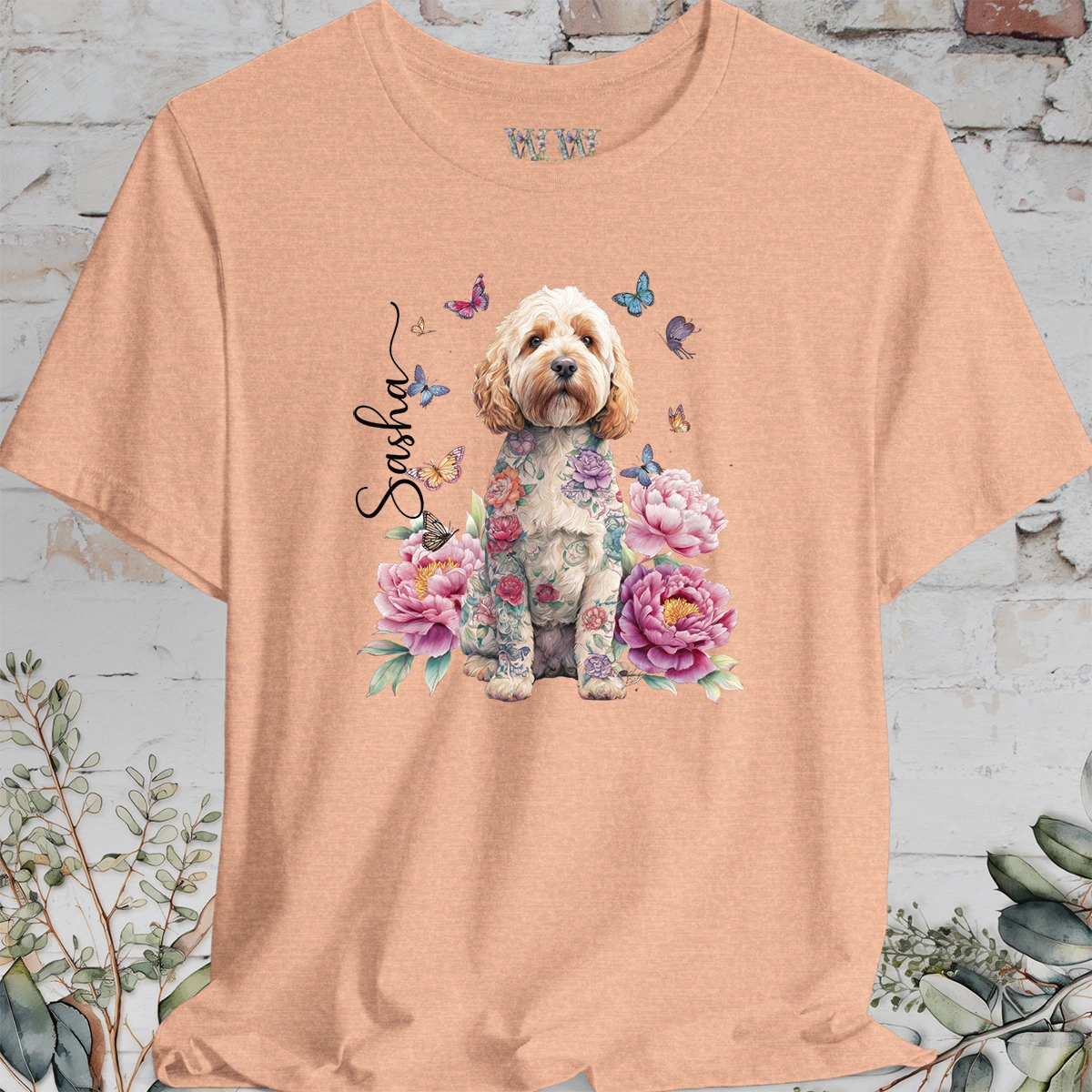 Cockapoo/Cavoodle #1 Peony Butterfly T shirt