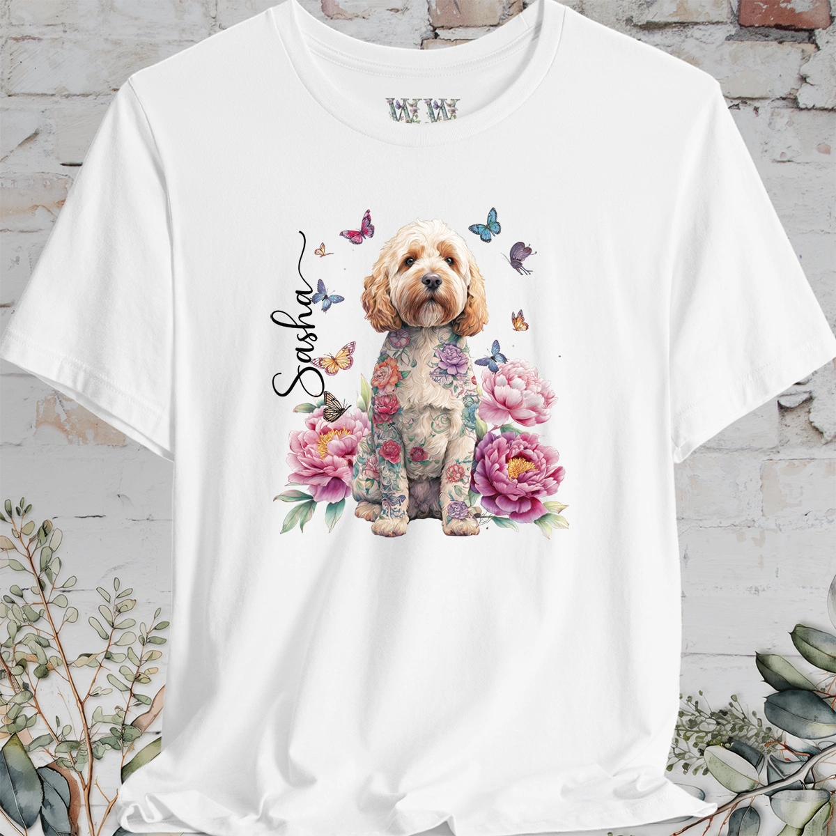 Cockapoo/Cavoodle #1 Peony Butterfly T shirt