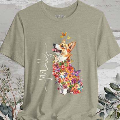 Corgi #1 Floral Personalized T shirt