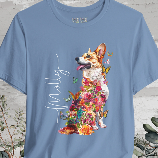 Corgi #2 Floral Personalized T shirt