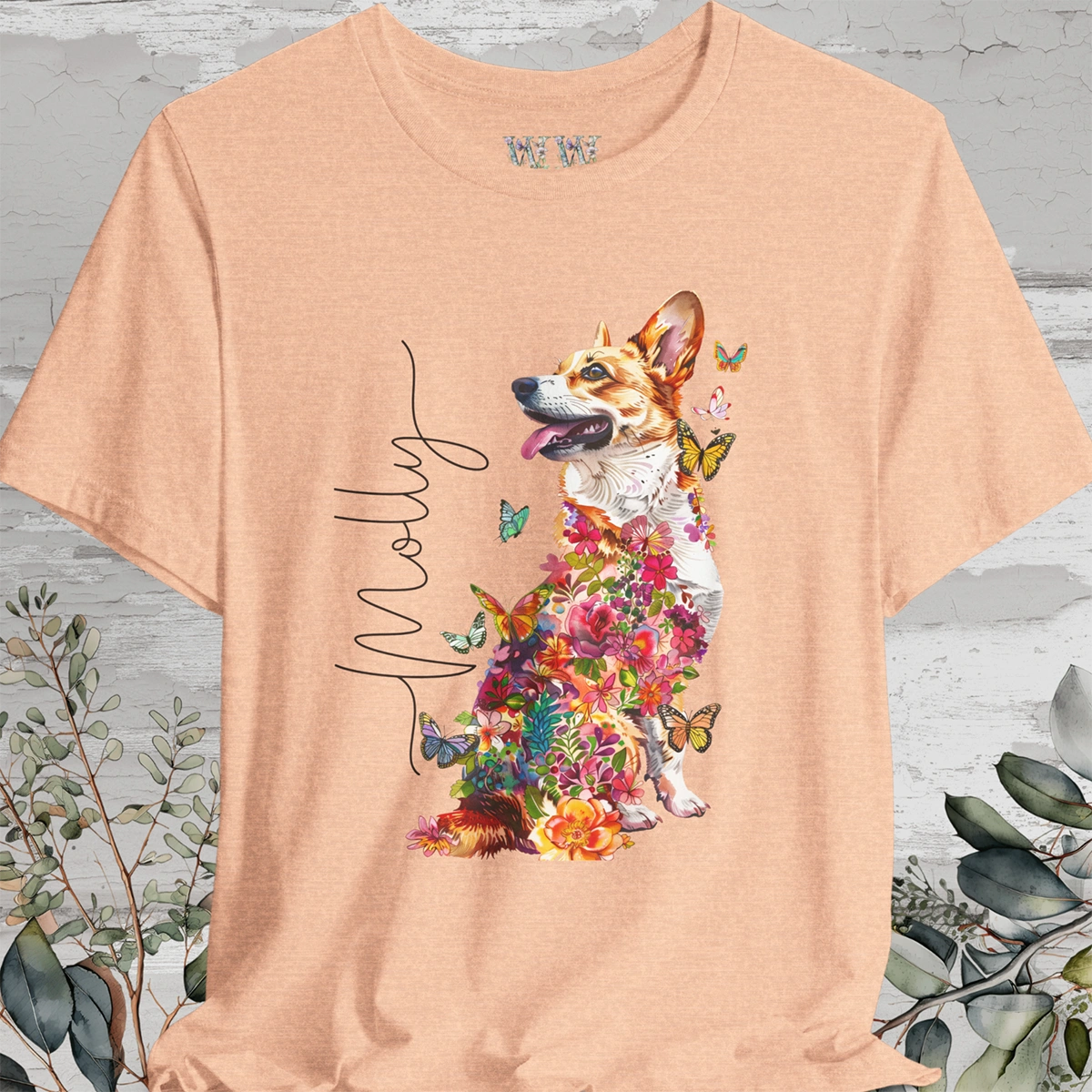 Corgi #2 Floral Personalized T shirt