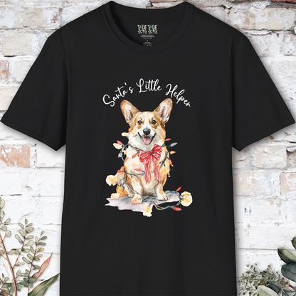 Corgi Santa's little helper. unisex T shirt