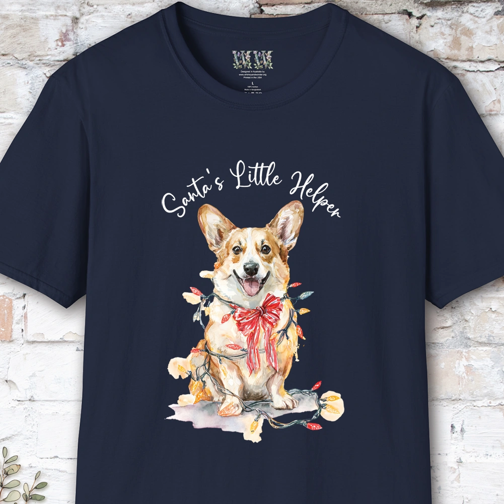 Corgi Santa's little helper. unisex T shirt