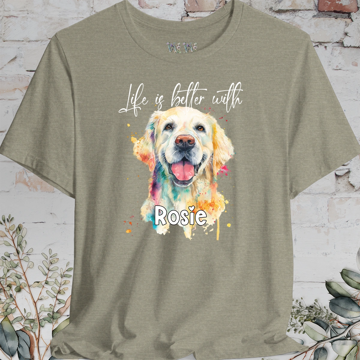 Cream Golden Retreiver 'Life is better with'  Personalized T shirt
