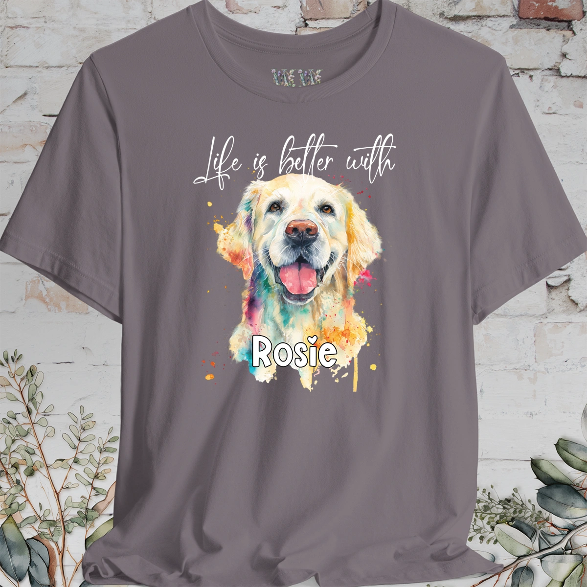 Cream Golden Retreiver 'Life is better with'  Personalized T shirt