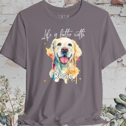 Cream Golden Retreiver 'Life is better with'  Personalized T shirt